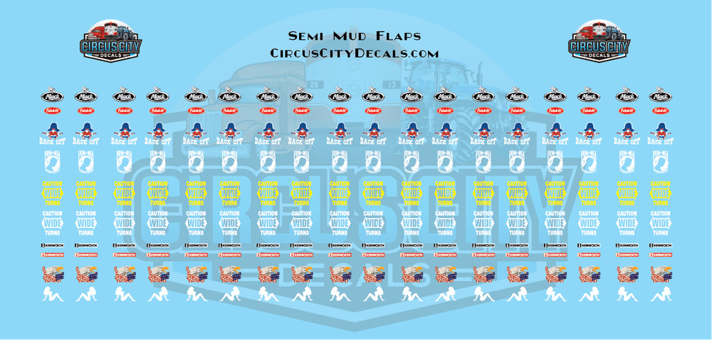 Semi Mud Flap Decal Set 1:64 Scale