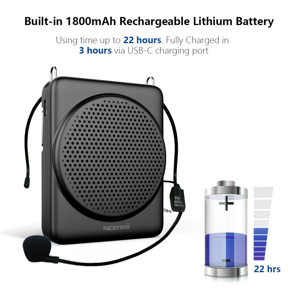 Mini Voice Amplifier Microphone Headset, 3 Hours Quick Charging and up to 30 ...