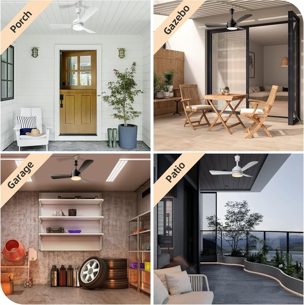 28" Modern Fan Lights Flush Mount LED Ceiling Light kit With Remote APP Control