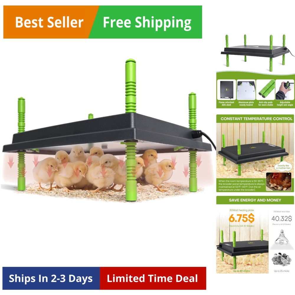Chick Brooder Heater Plate, 12"x16" Warmer Brooder Plate for Chicks with Adju...
