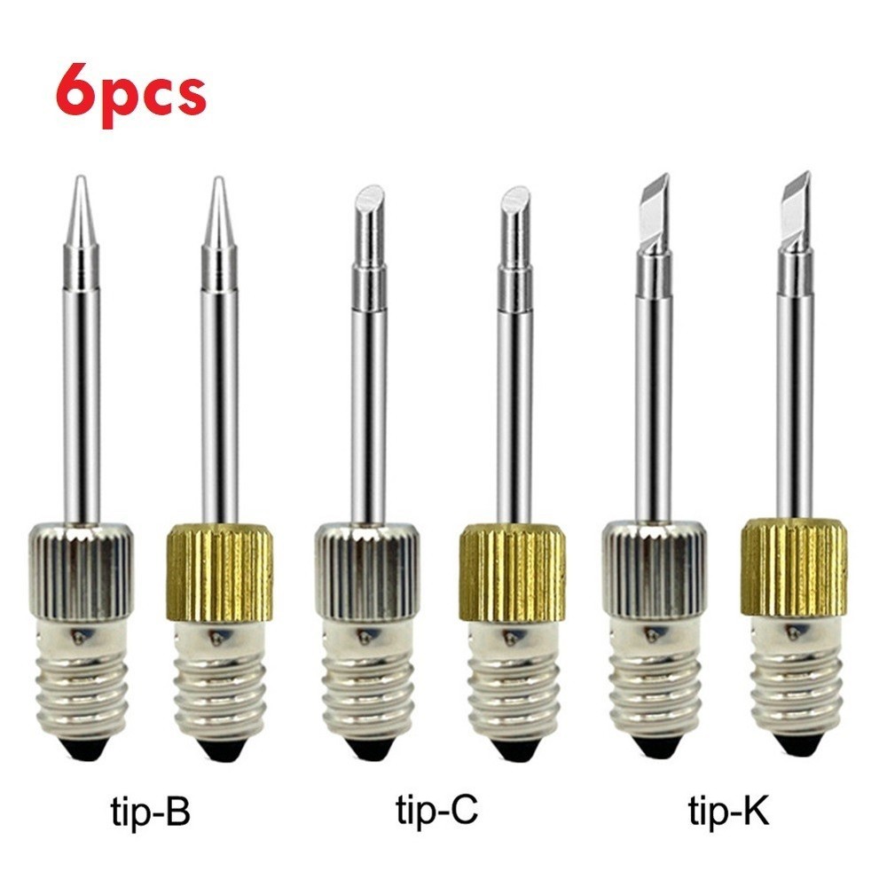 6pcs Replacement Soldering Iron Tips E10 Interface Electric Soldering/Needle Tip