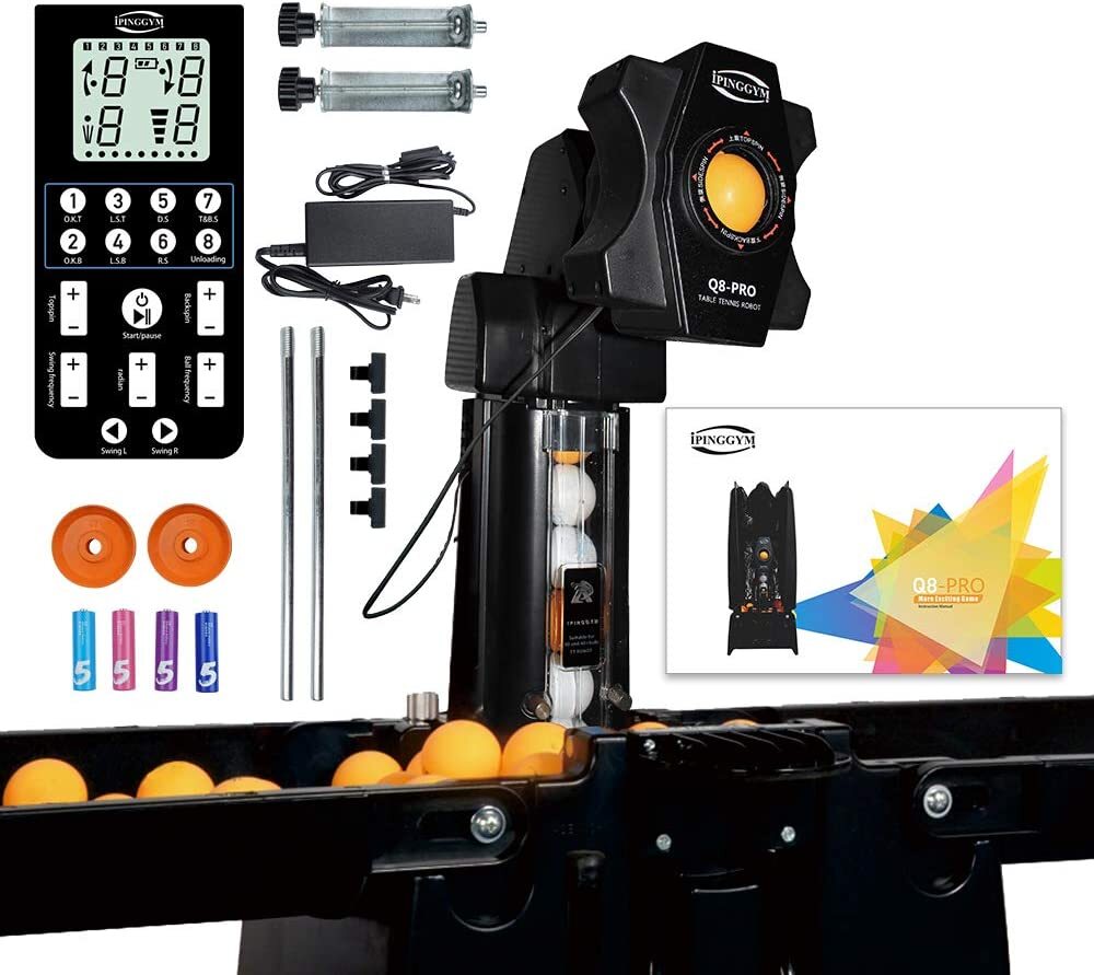 Automatic Table Tennis Robot w/ Foldable Net Ping Pong Training Machine Spinning