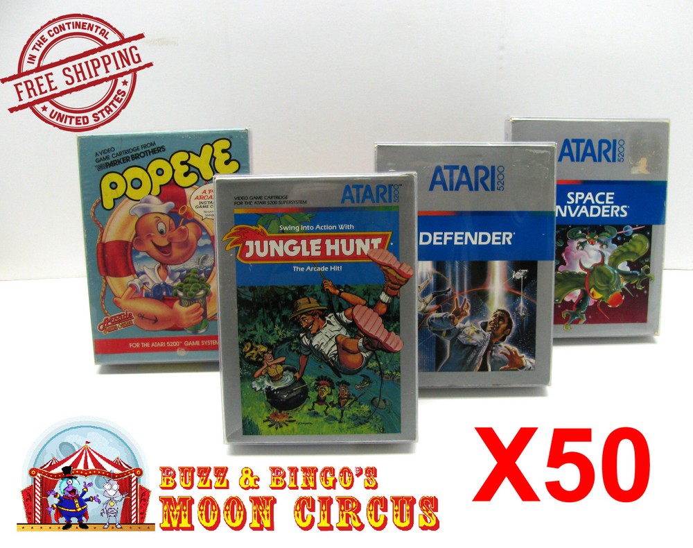 50X CLEAR PLASTIC PROTECTIVE BOX PROTECTOR SLEEVE FOR ATARI 5200 CIB GAME BOXES