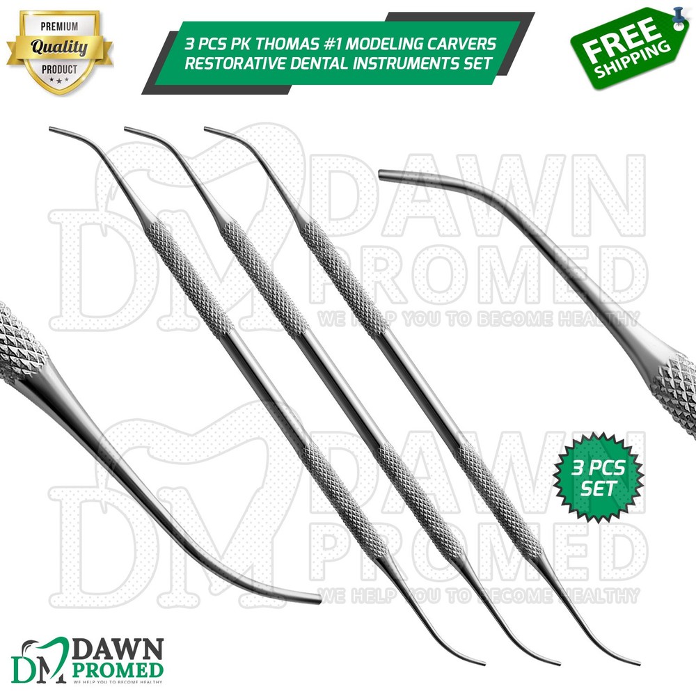 3 Pcs PK Thomas #1 Modeling Carvers Restorative Dental Instruments Set German Gr