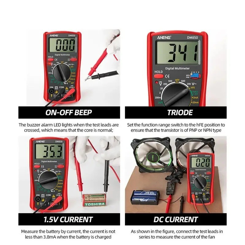 WeePro Vpro850L Digital Multimeter DC AC Voltmeter, Ohm Volt Amp Test Meter, US
