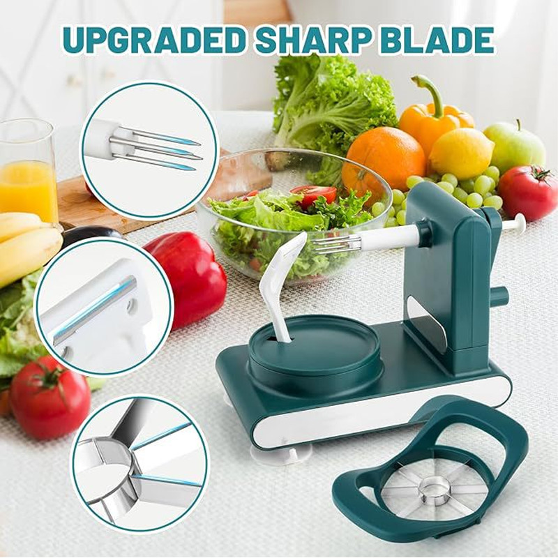 Hand Cranked Apple Peeler Slicer Kit Fruit Cutter Processing Machine Tool Green