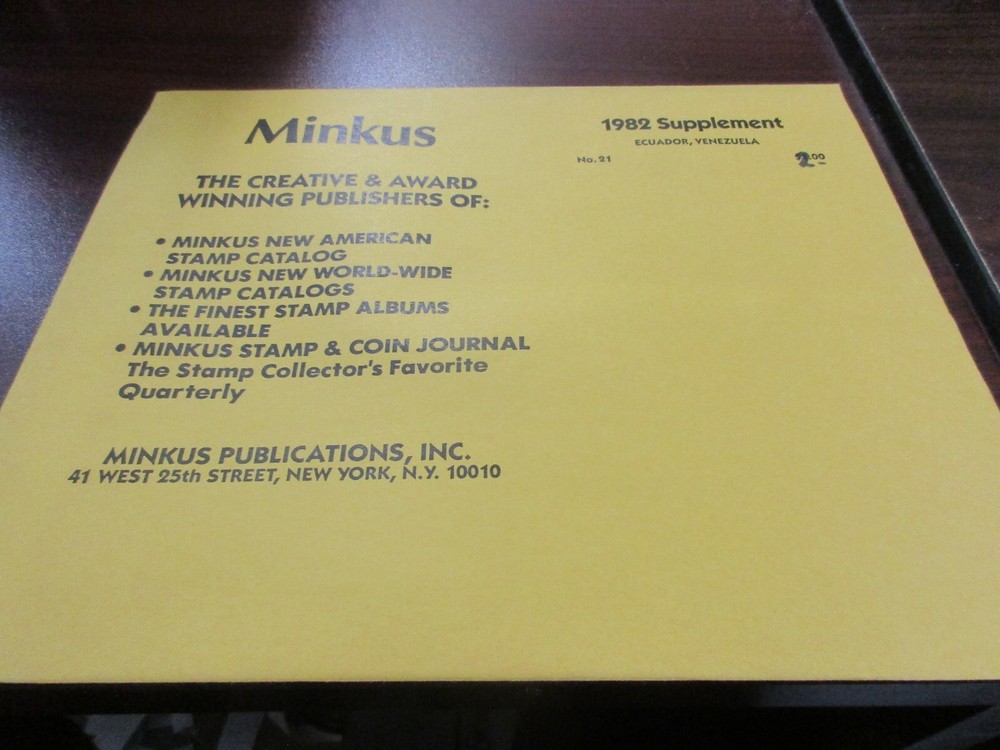 "MINKUS" 1982  SUPPLEMENT ECUADOR, VENEZUELA   #21   W/FREE SHIPPING!!!