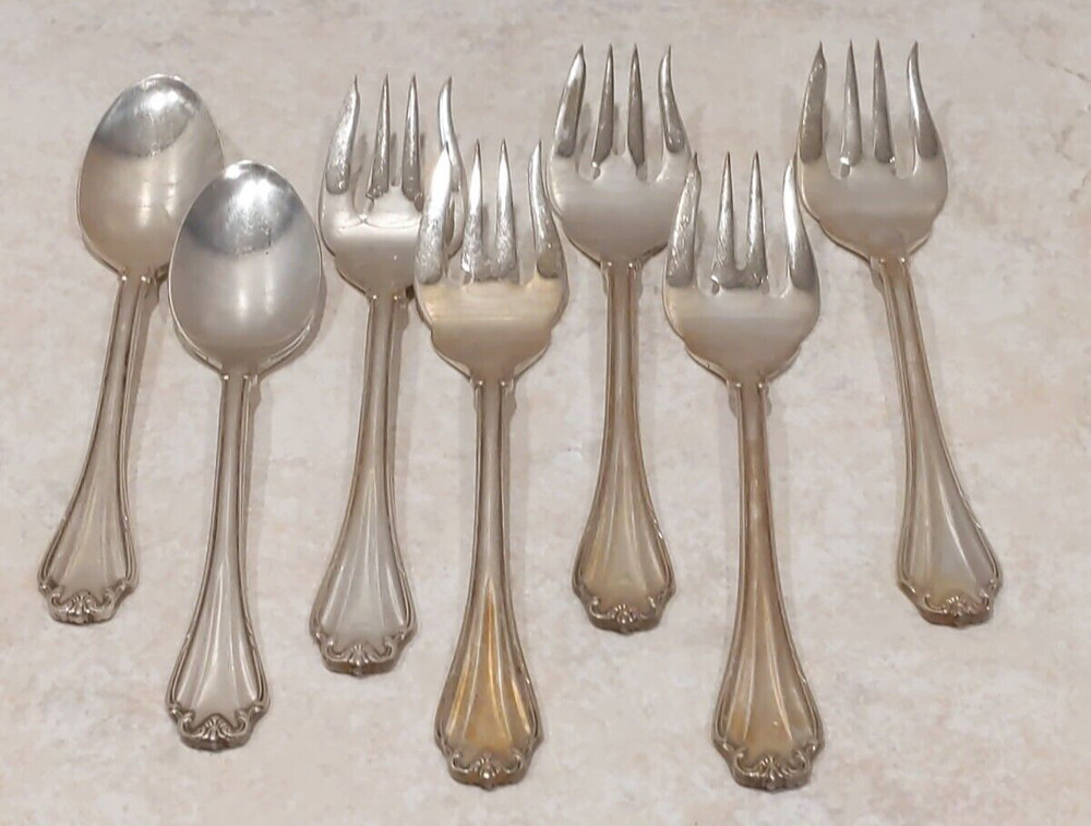 Reed & Barton Elite Flatware Replacements Chippendale 5 Salad Forks 2 Teaspoons