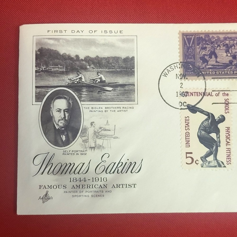 First Day of Issue Thomas Eakins Stamp Cache Envelope