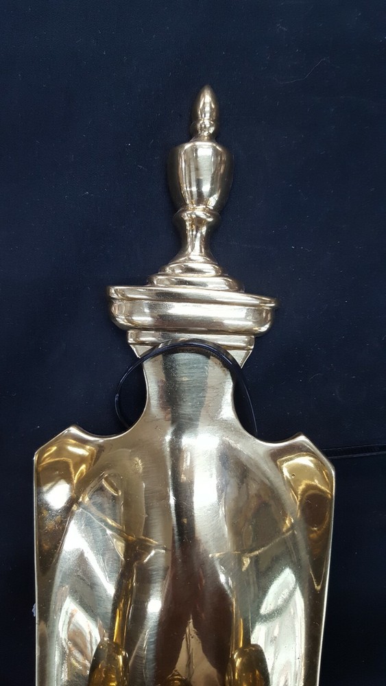 Pair of Two Light Solid Brass Wall Sconces