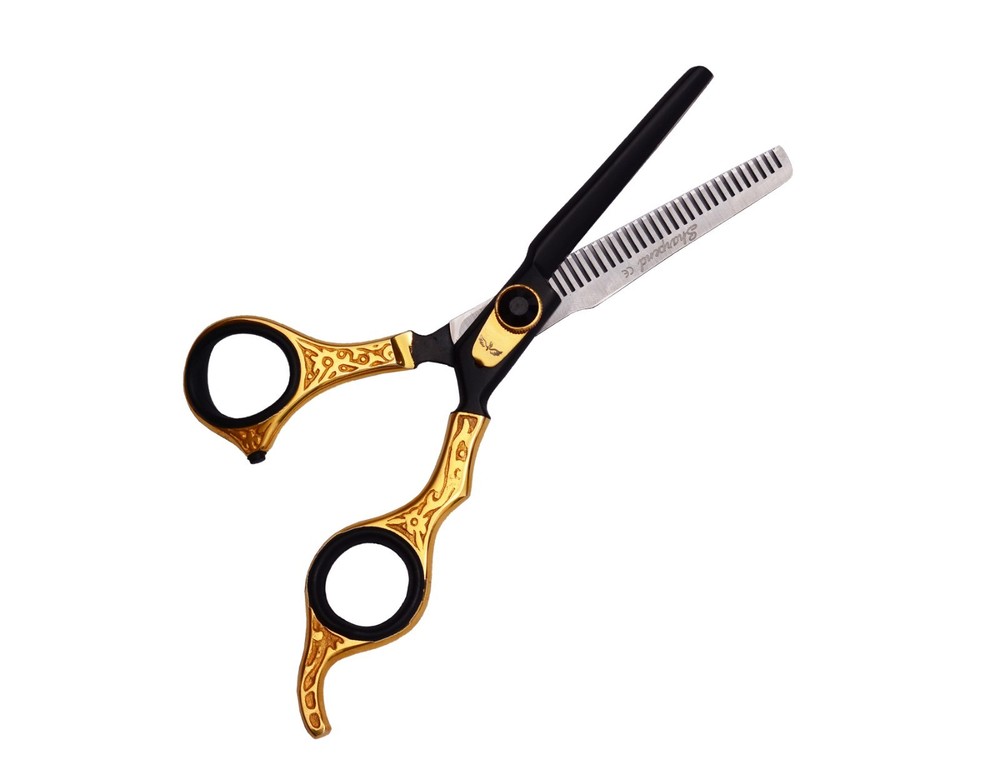 Sharpend Black Gold Hairdressing Scissors Barber Cutting Thinning 6.5" Pro