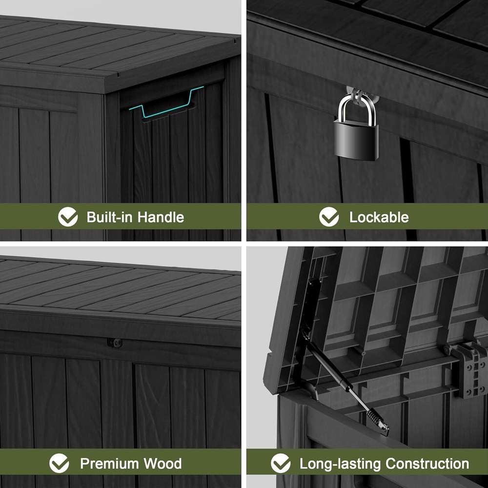 150 Gallon Outdoor Deck Box, Lockable Waterproof Outdoor Storage Boxes