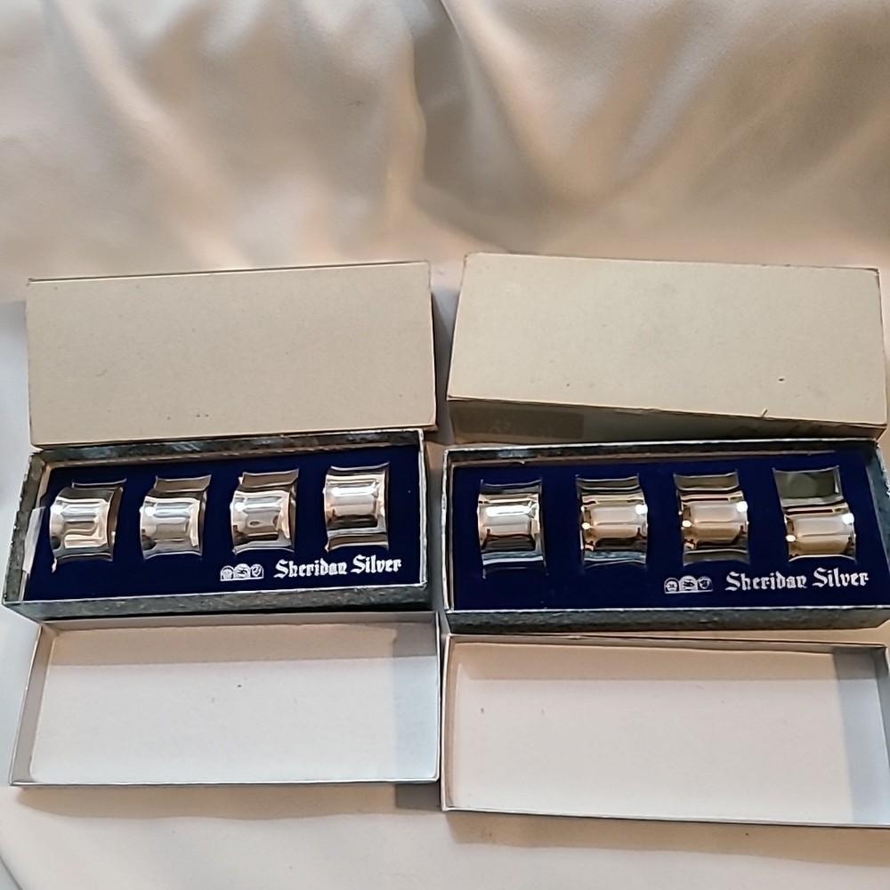 8 Vintage Silver Plate  Napkin Rings by Sheridan Tauton