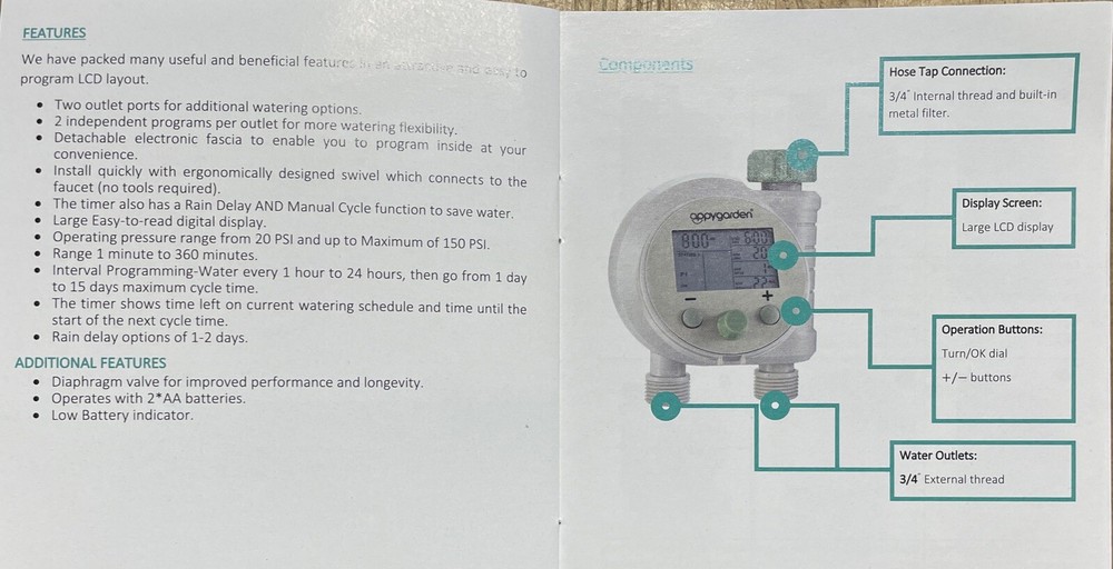New Digital Programmable Electronic Hose Faucet Timer | 2 Station