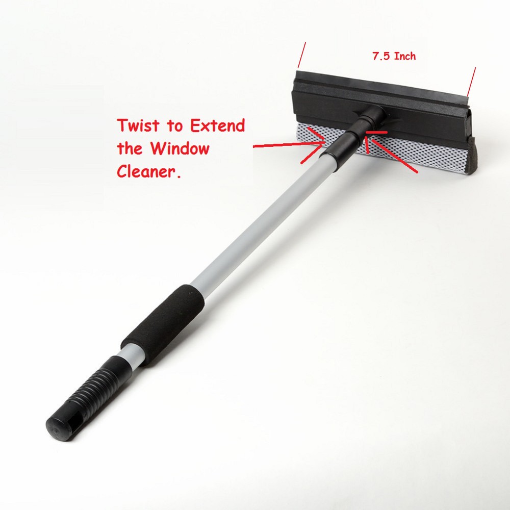 22 - 36" inch Extendable Rubber Window Cleaning Squeegee & Sponge for Windshield