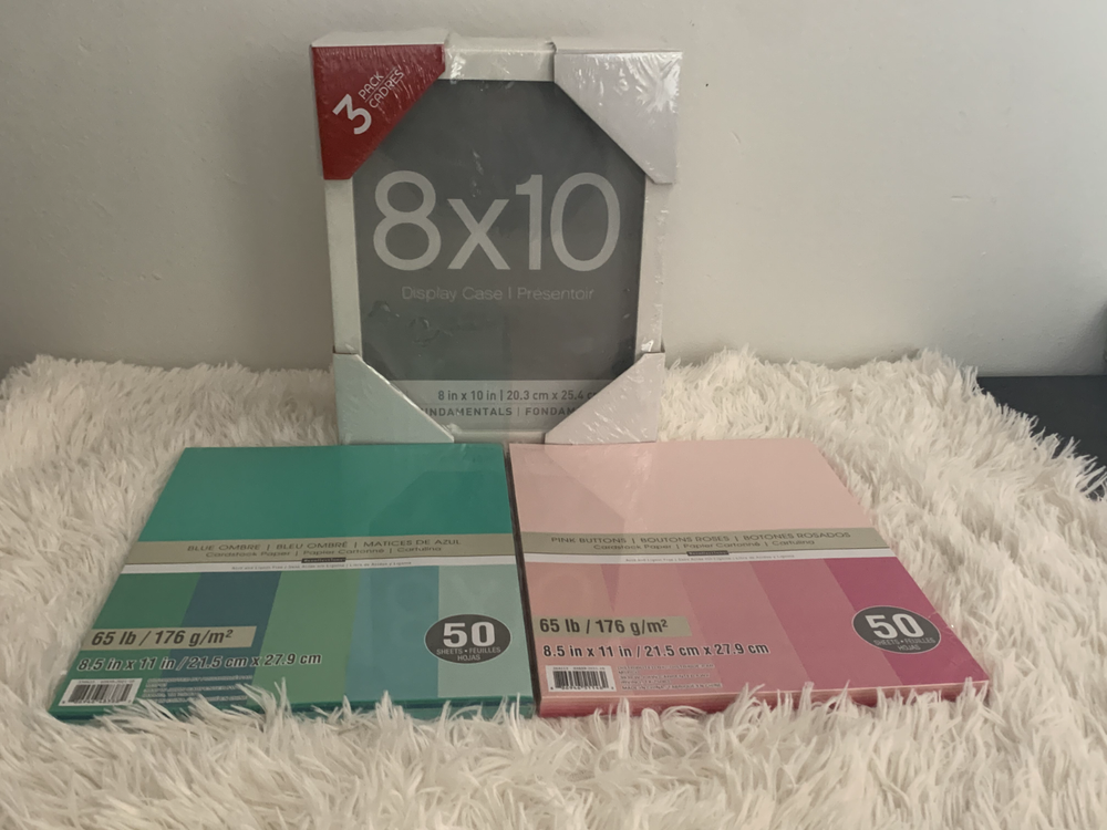 5-Pack White Shadow Boxes 8" x 10" + 100 Cardstock Paper Sheets Bundle