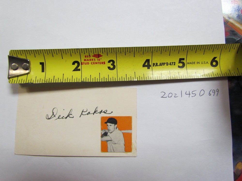 Dick Kokas Signed Autographed Cut JSA Auction Certified