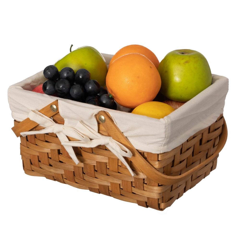 NEW Double Handle Woodchip Basket with Liner