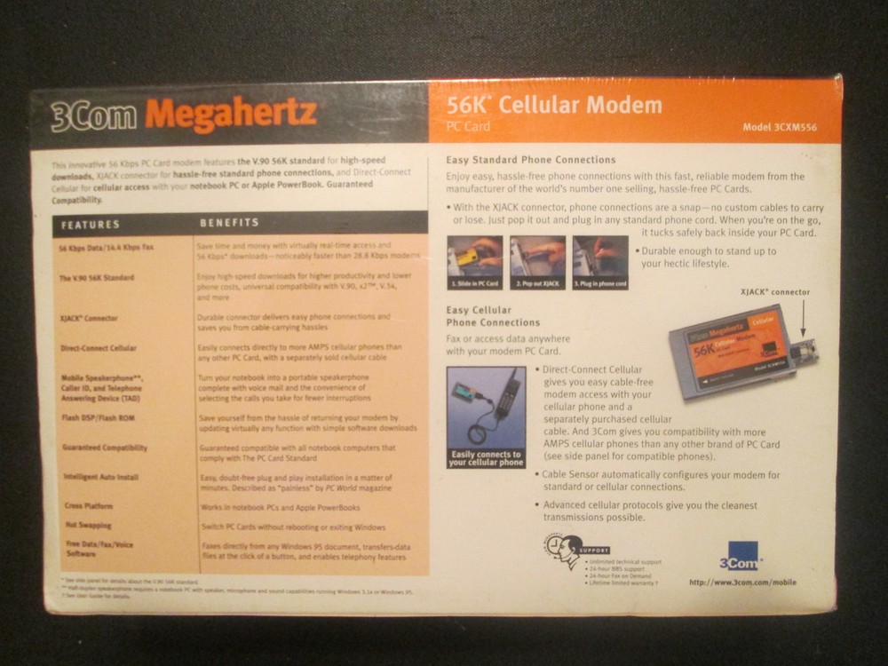 3COM Megahertz 56k Cellular Modem PC Card #3CXM556