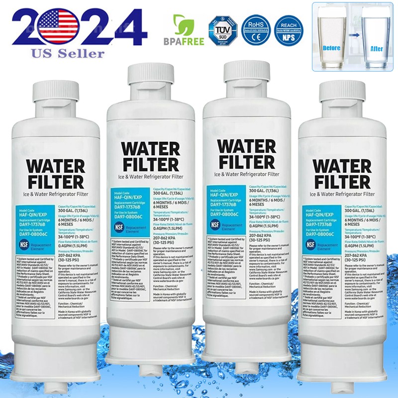 4 PACK for Samsung DA97-17376B HAF-QIN/EXP REFRIGERATOR Water Filter DA97-08006C
