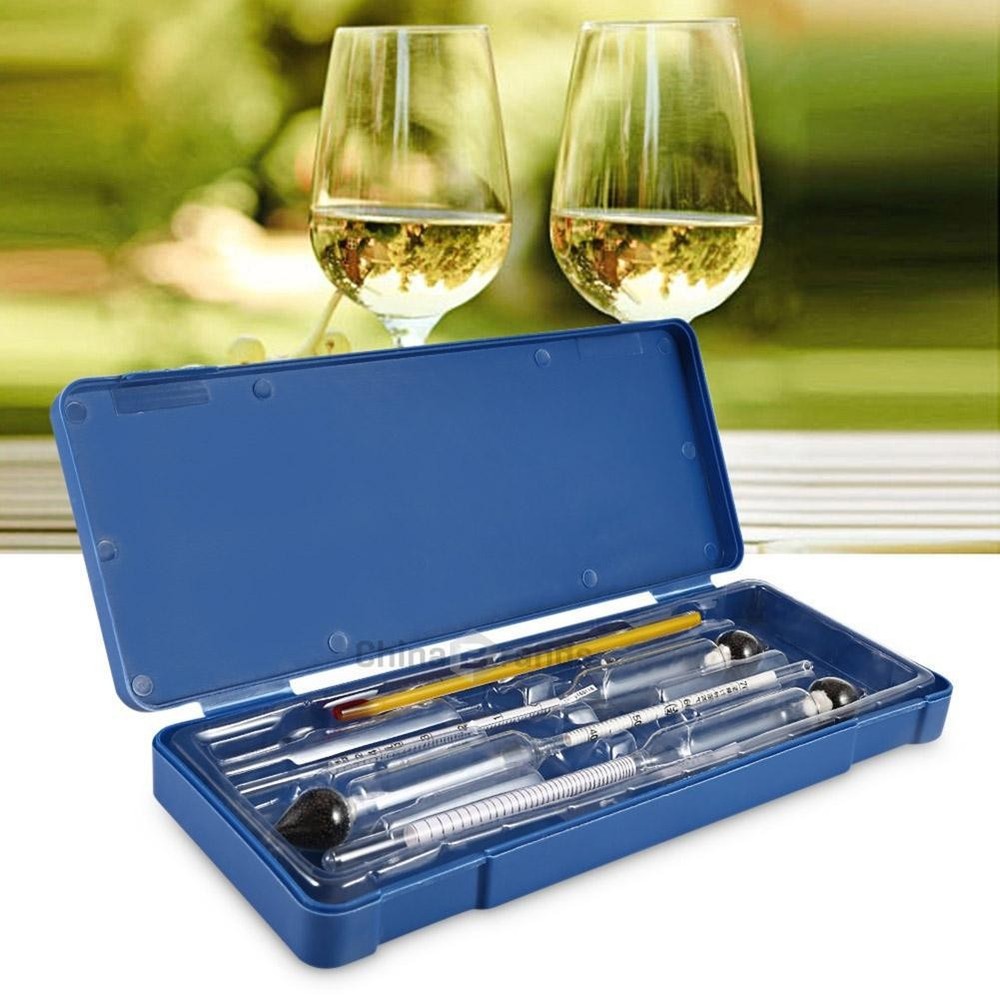 3Pcs Hydrometer Alcohol Meter Vinometer Tester With Thermometer Gadget Set