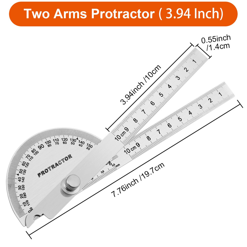 Angle Protractor Angle Finder Ruler Two Arm Stainless Steel Protractor Woodworki