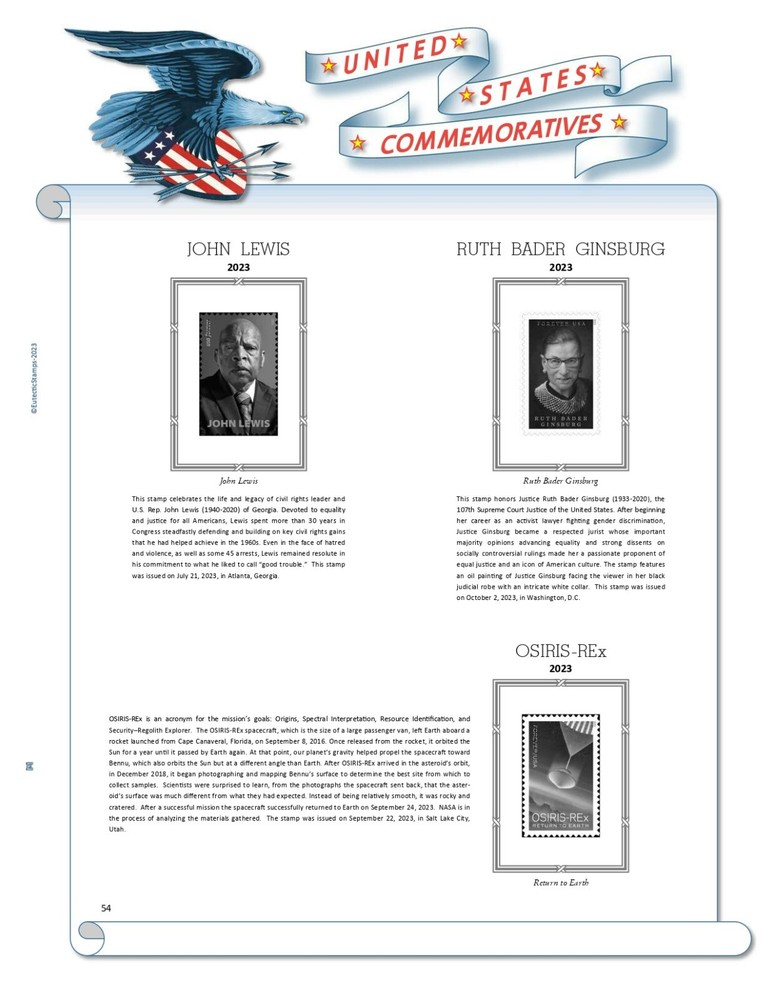 2023 U.S. Commemorative Singles SIMPLIFIED Supplement (White Ace Alternative)
