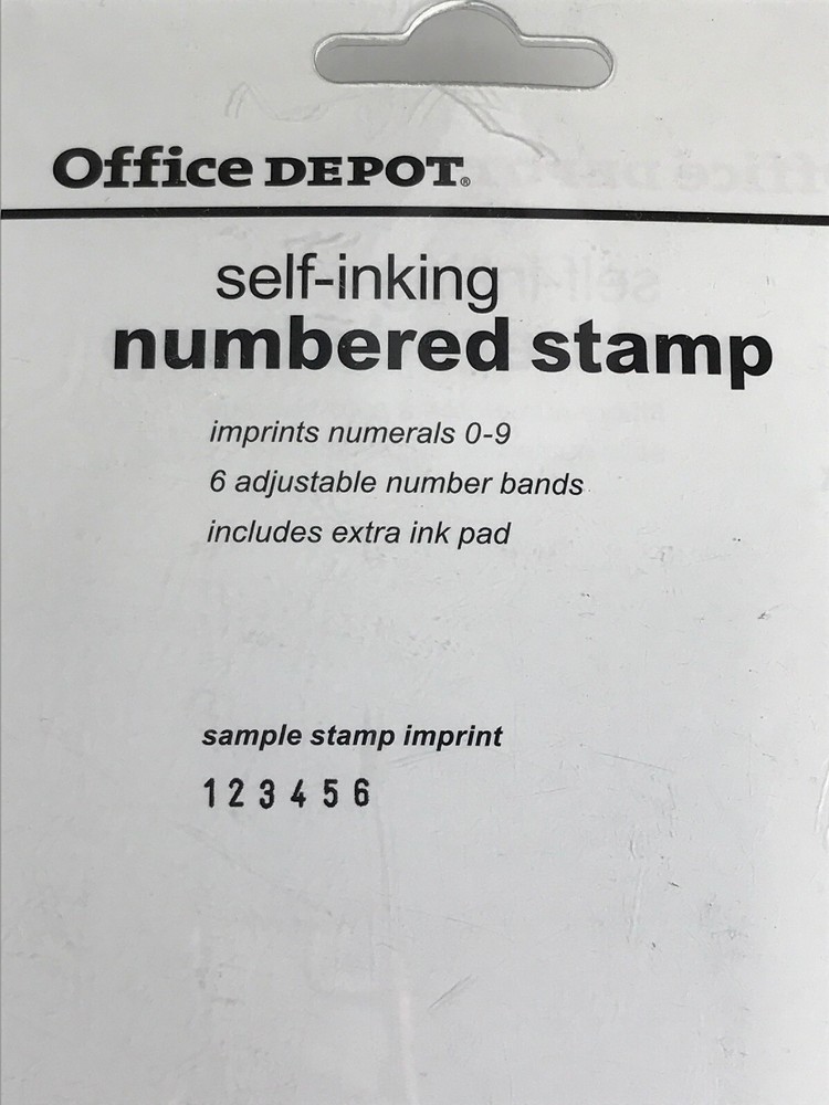 office depot self-inking numbered stamp black