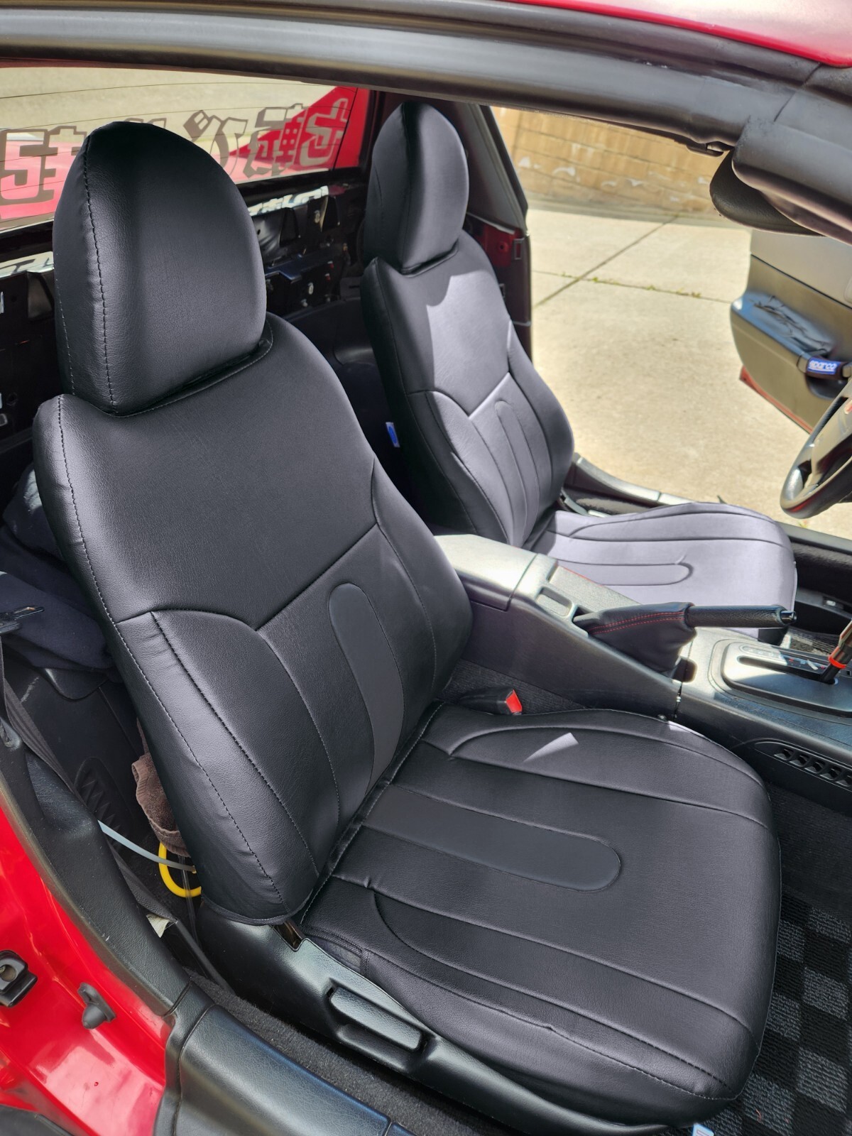 for HONDA DEL SOL 1993-1997 IGGEE CUSTOM MADE FIT 2 FRONT SEAT COVERS BLACK