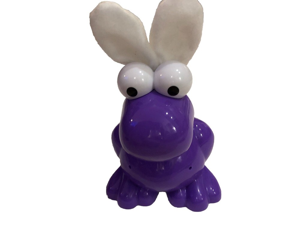 Big Nerds Purple Plastic Container Fuzzy Easter Bunny Ears 8” Empty No Candy