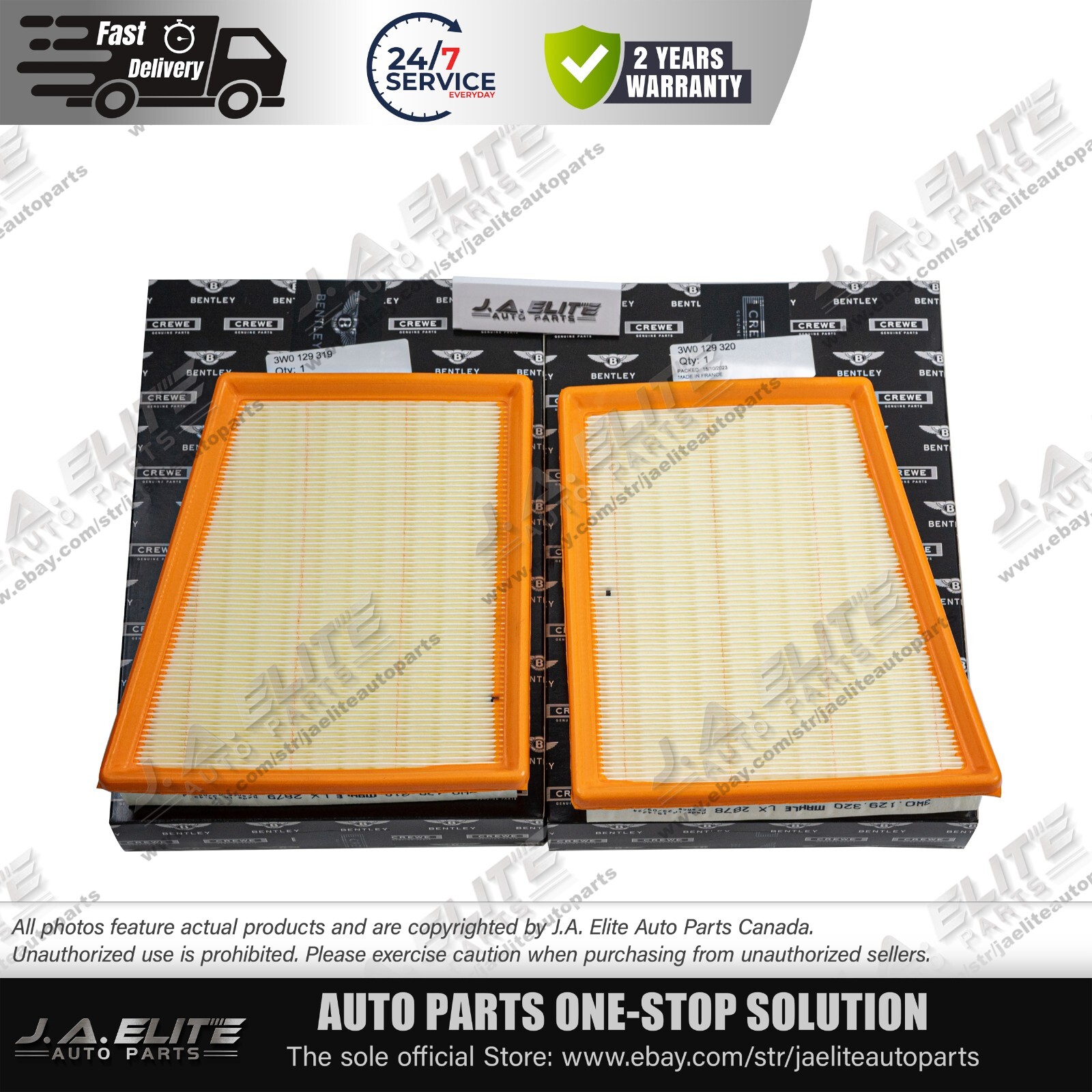 Genuine Air Filter Set for Bentley Continental GT GTC, Flying Spur 4.0L