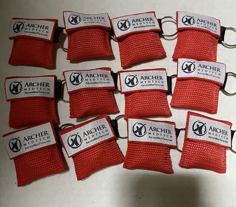 12 pack - Key Ring CPR Mask - Emergency Face Shield with One-way Valve, New