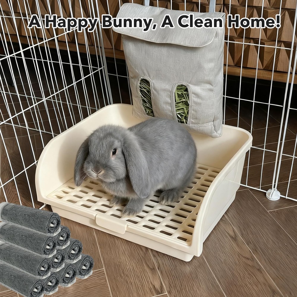 Rabbit Litter Box - Extra Large Bunny Litter Box, Easy to Clean and Disassemb...