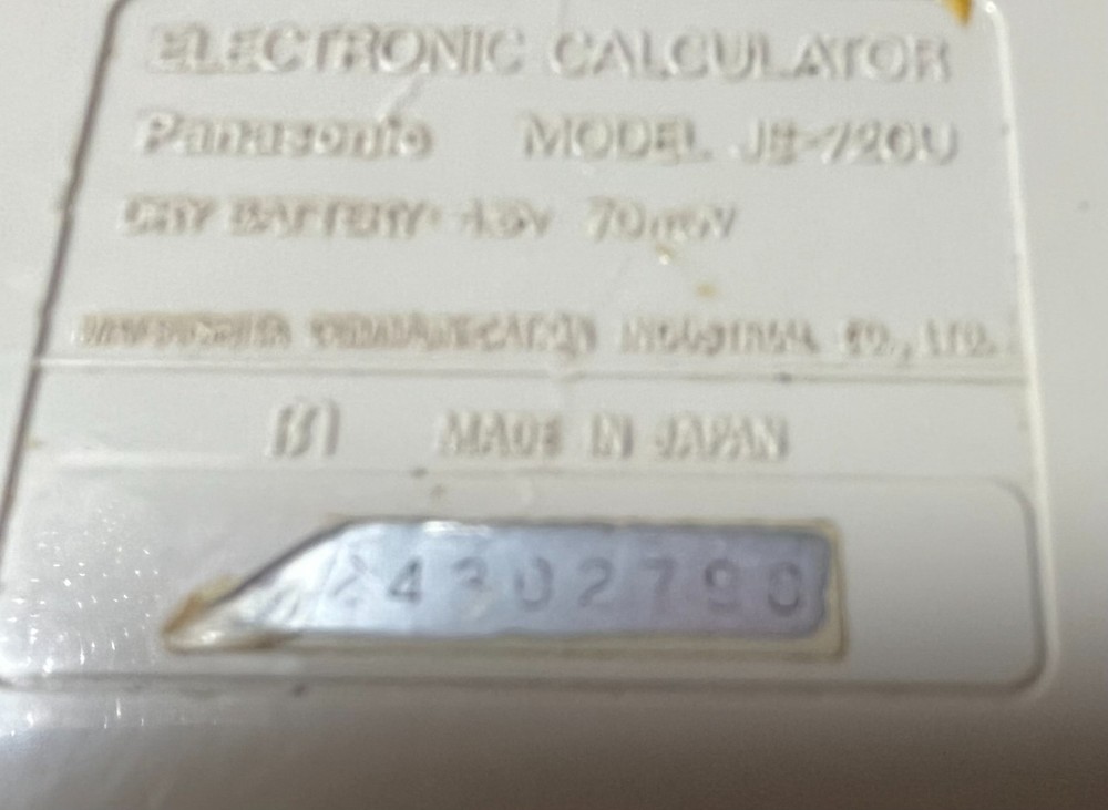 1984 Panasonic JE-720U Compuvoice Talking Calculator- Tested Calculator Function