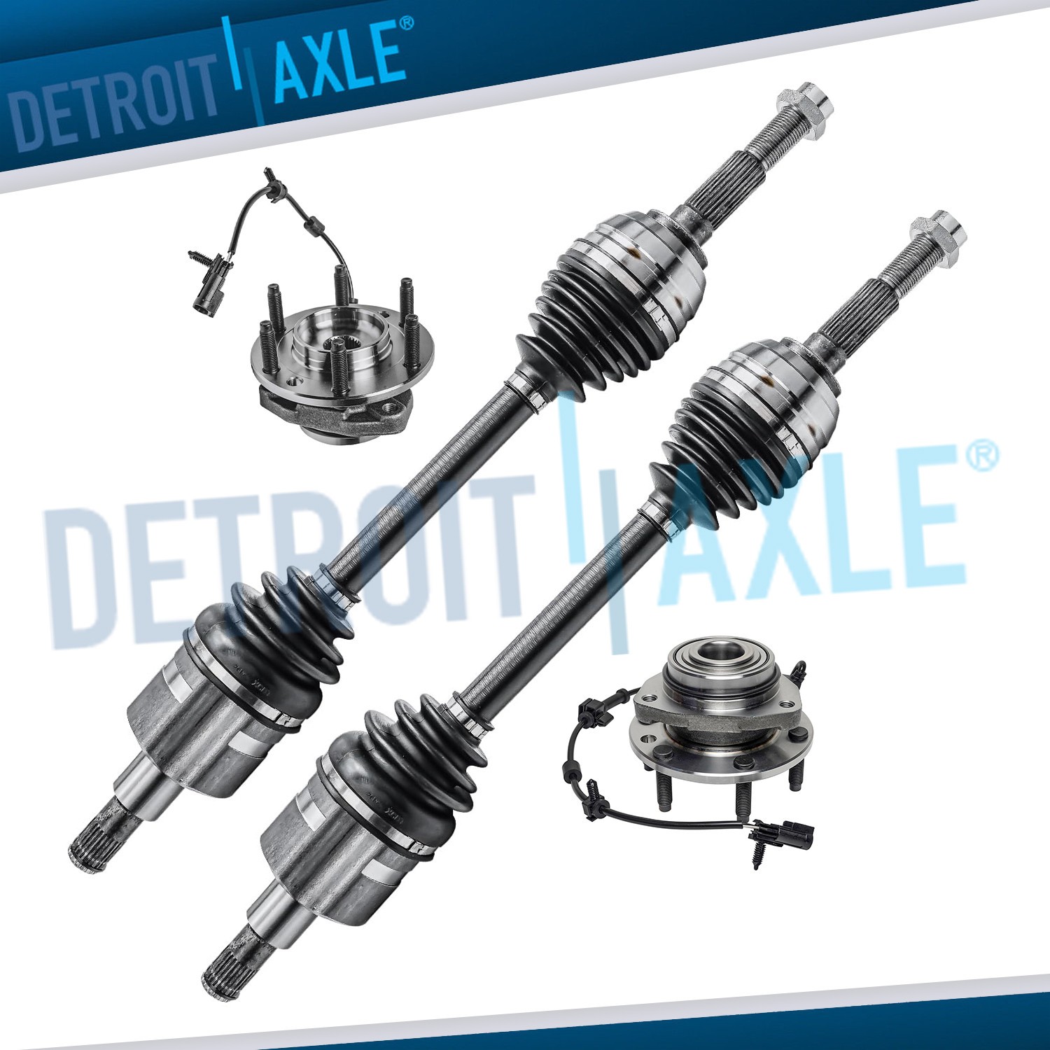 Front CV Axle Shaft Assembly + Wheel Hub Bearings for Saab 9-7x GMC Envoy