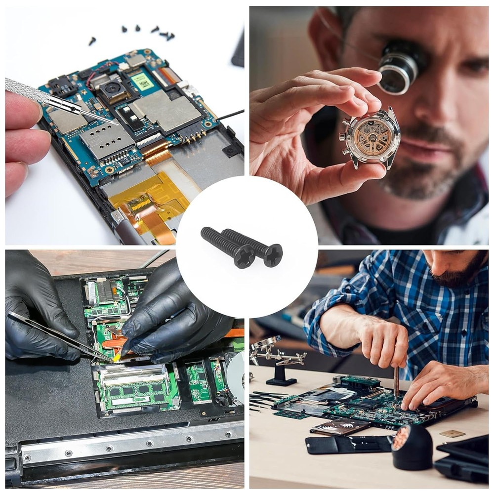 Small Screws Assortment Kit M1.2 / M1.4 / M2.0 Tiny Micro Screws Set Black 500pc