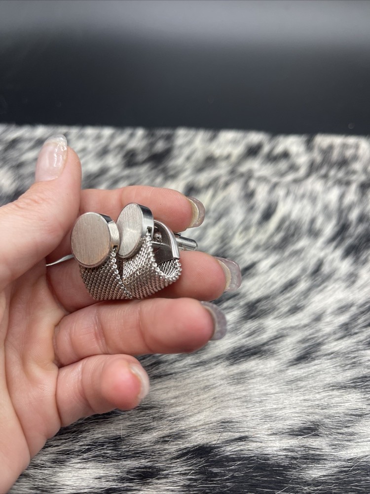 Vintage Cufflinks Wrap Around Silvertone #Q53