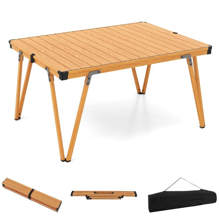 Folding Portable Camping Table Picnic Table w/Storage Bag & Waterproof Desktop