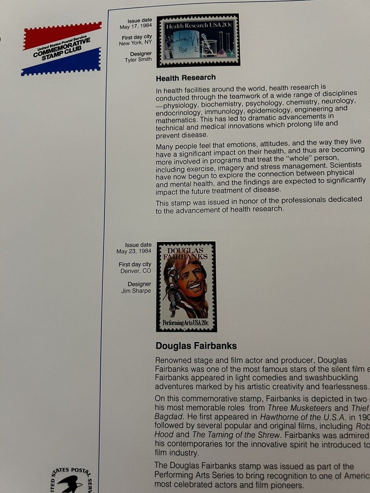 USPS Commemorative Stamp Club Binder W/ 23 Sheets Of Stamps