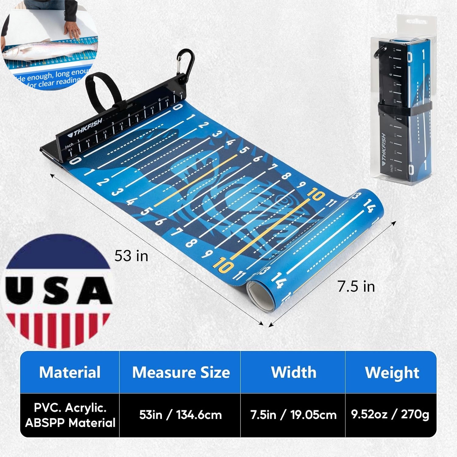 Fish Ruler Waterproof Fish Measuring Tape Foldable Fishing Ruler with Bump Board