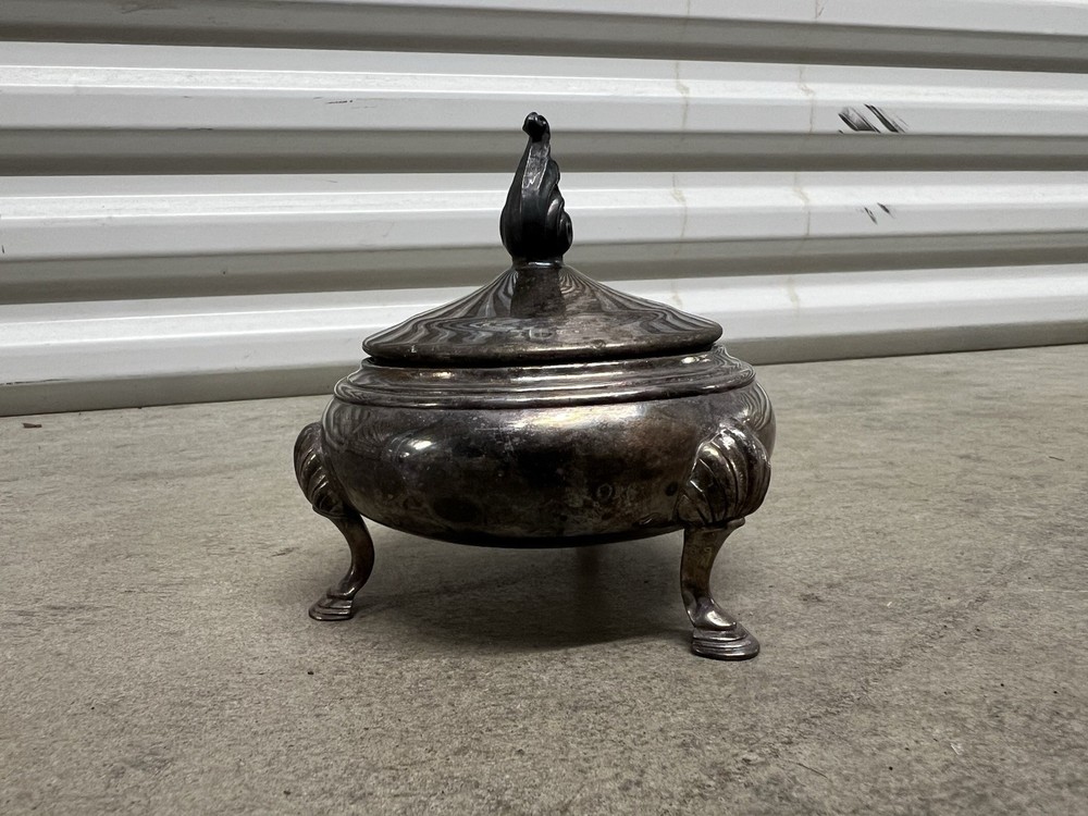 Small Vintage Sterling Silver Plate Sugar Dish with Lid