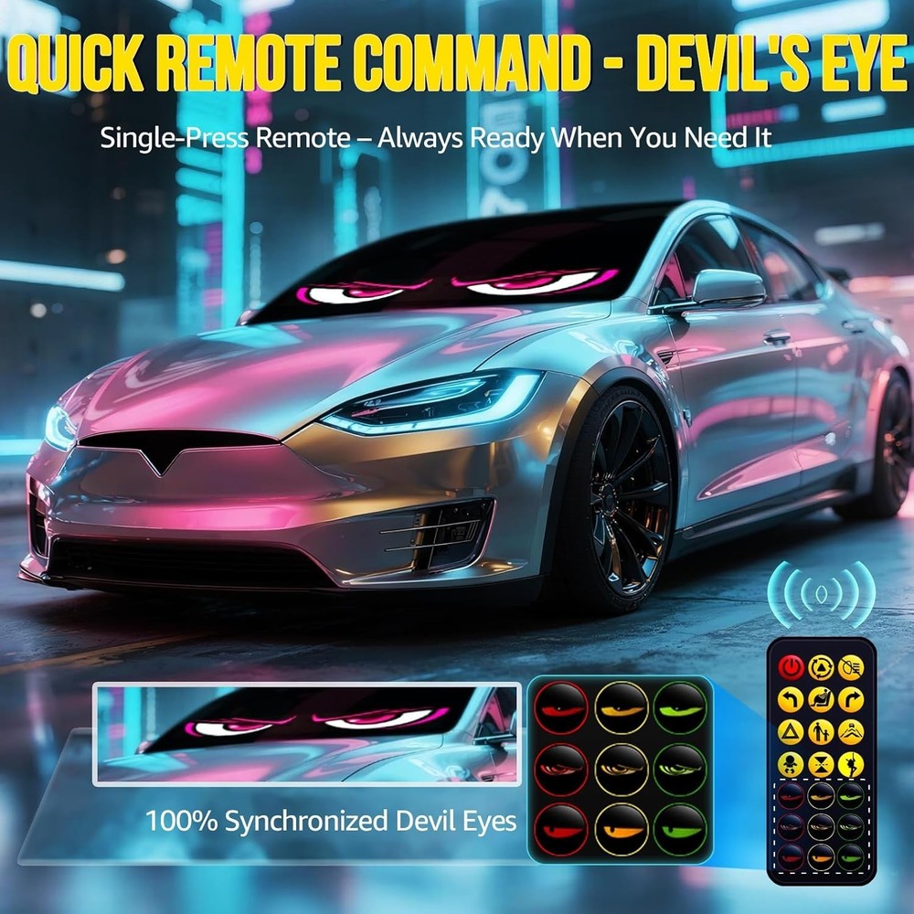 Devil Eyes Light 2PC for Windshield-23.42x4.72IN Programmable LED Eyes [Advan...