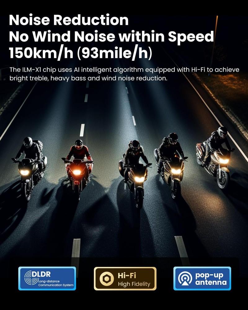 ILM Motorcycle Bluetooth Headset Helmet Communication System 2100M Gray