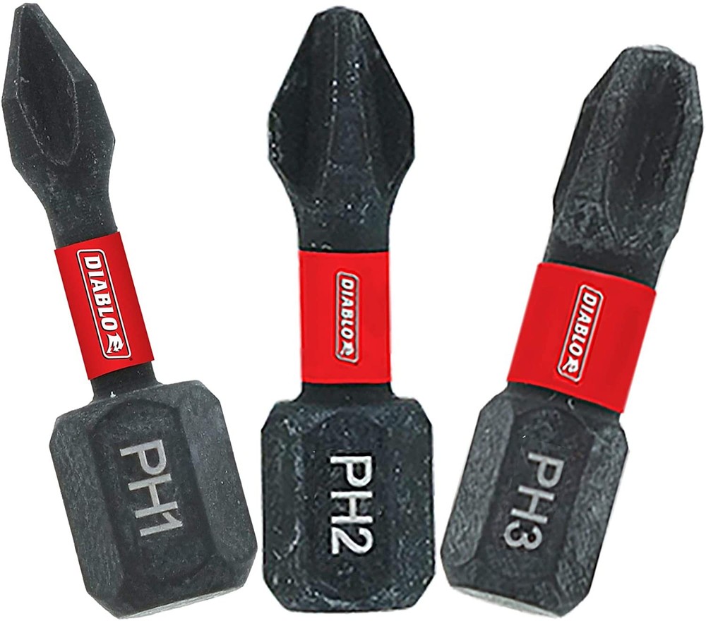 Diablo DPHV1-S3 1" Assorted Phillips Drive Bits (3-Piece)