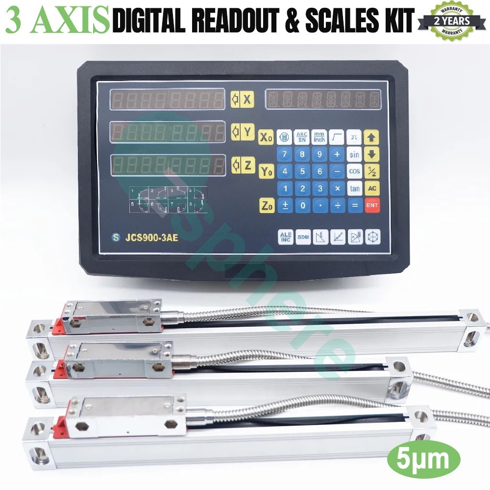 5μm Linear Scale DRO 3 Axis Digital Readout Glass Encoder Lathe Mill Lathe EDM