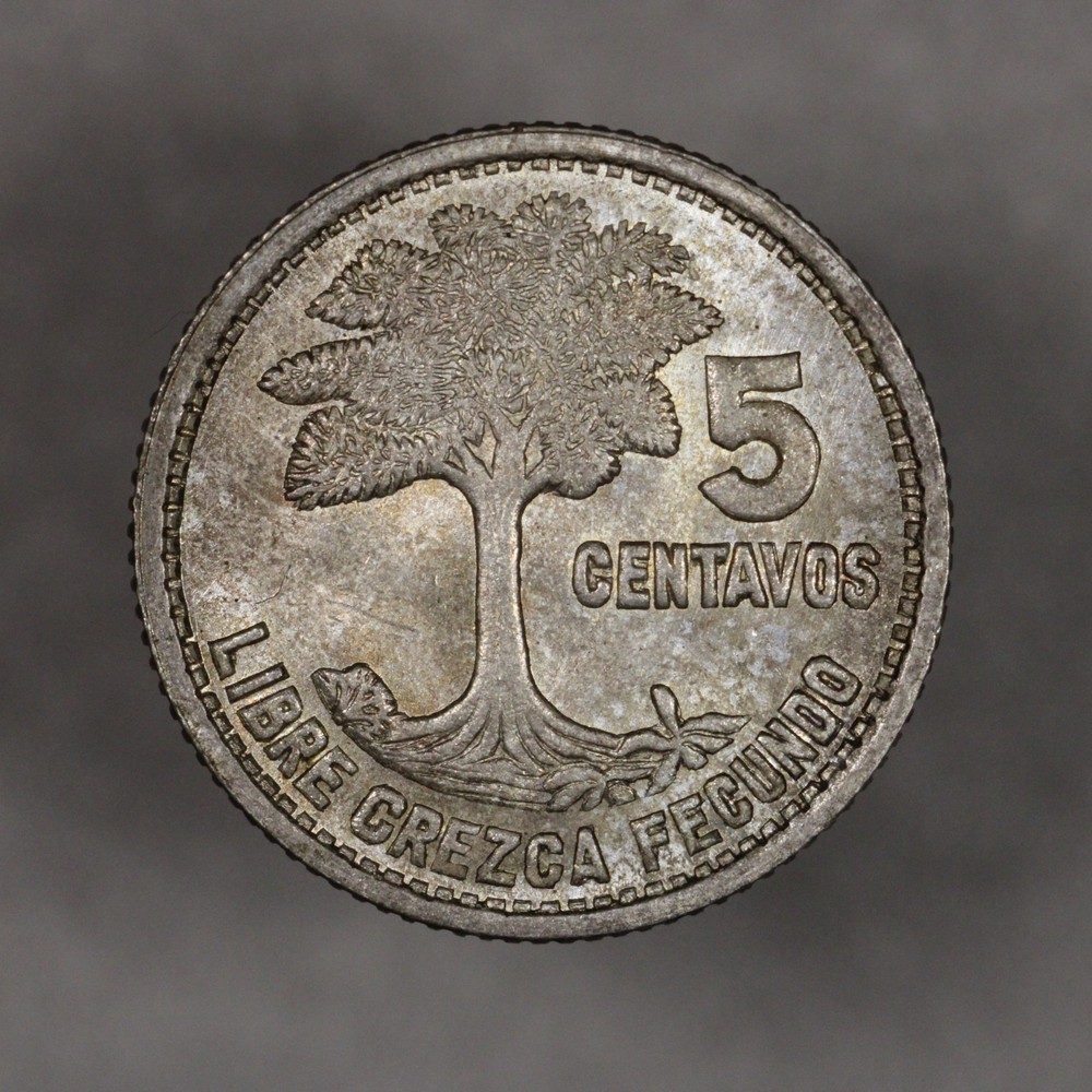 1952 Guatemala Silver 5 Centavos Uncirculated