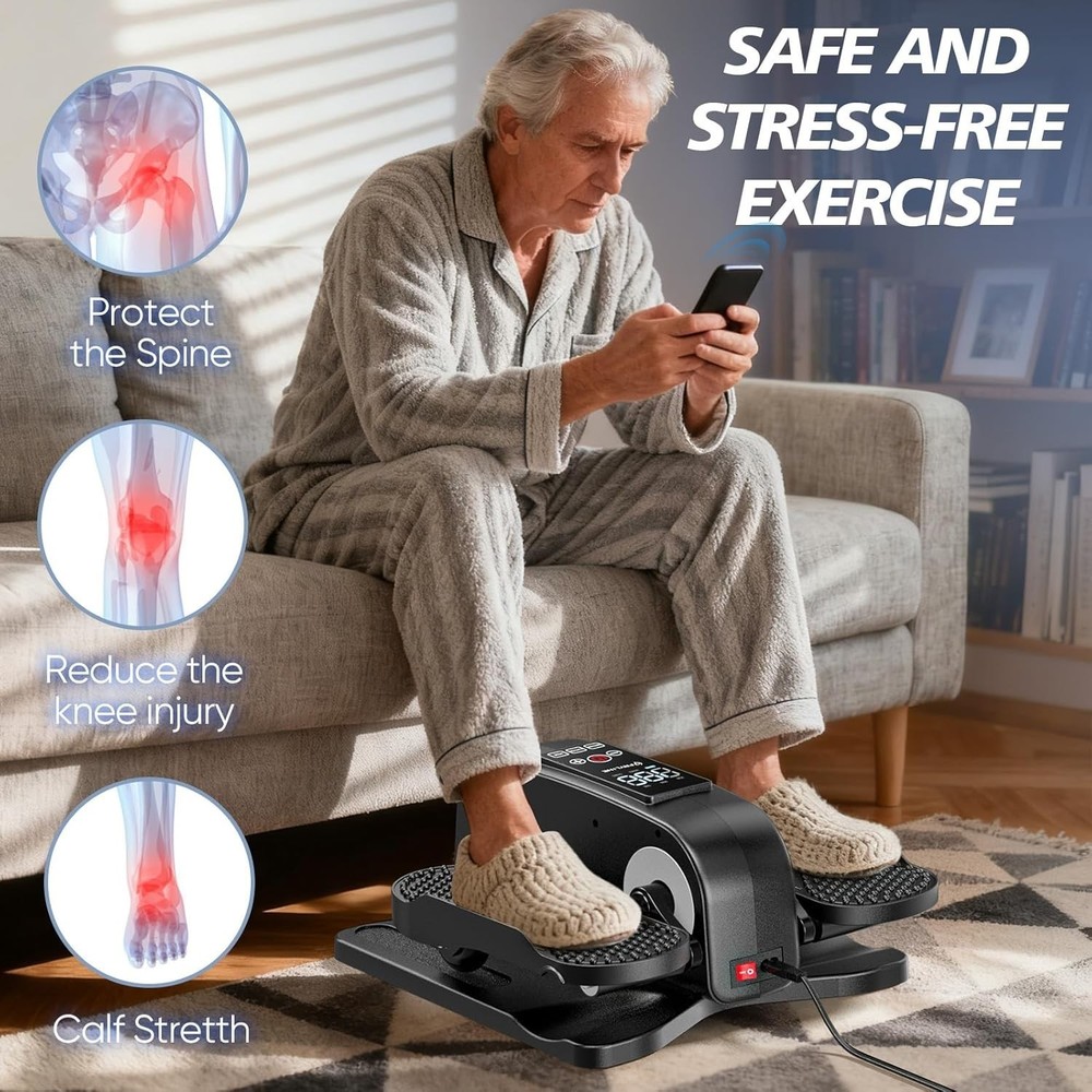 Under Desk Mini Elliptical Machine Senior Leg Exerciser with Remote Control