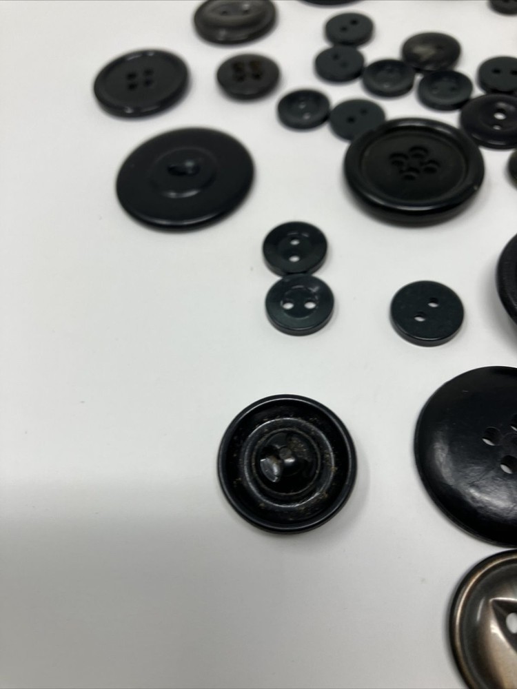 Vintage Button Lot Black Gray Mixed Lot