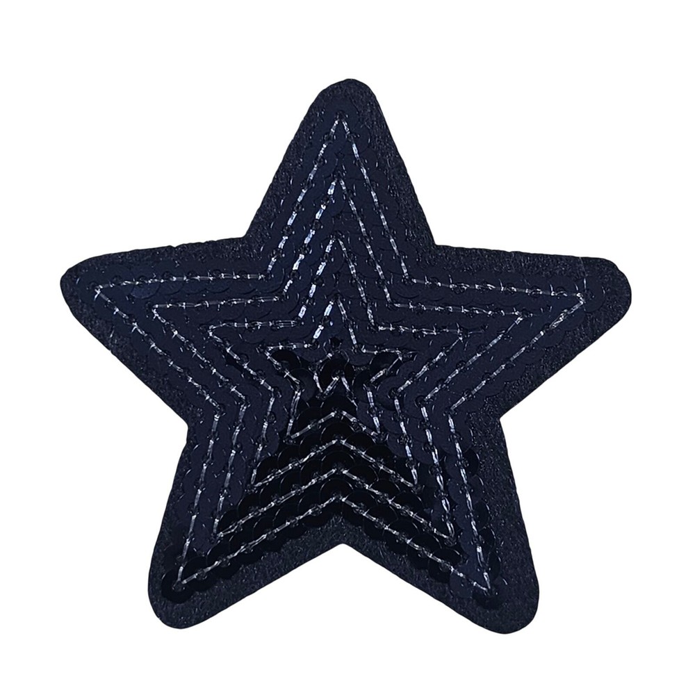 Sequin Navy Blue Star - Embroidered Patch
