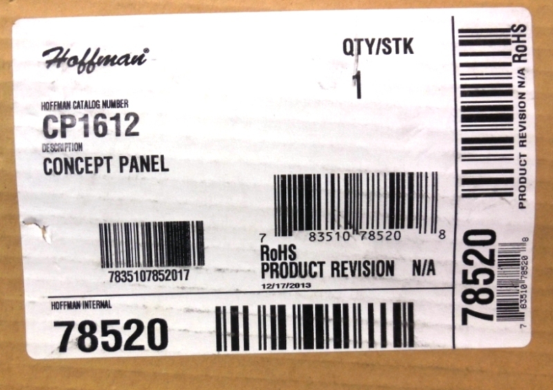 HOFFMAN, INTERIOR PANEL, CP1612, 14.2" H X 10.2"W, NIB